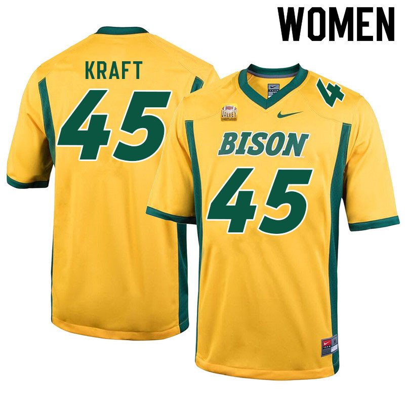 Women #45 Nathan Kraft North Dakota State Bison College Football Jerseys Sale-Yellow - Click Image to Close